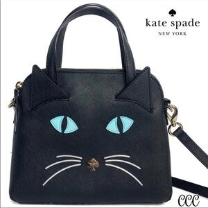 Kate Spade Small Malise Black Cat Blue Eyes Bag Halloween Theme Novelty Rare